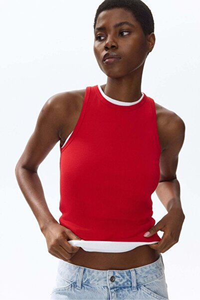 H&M Ribbed silk-blend vest top