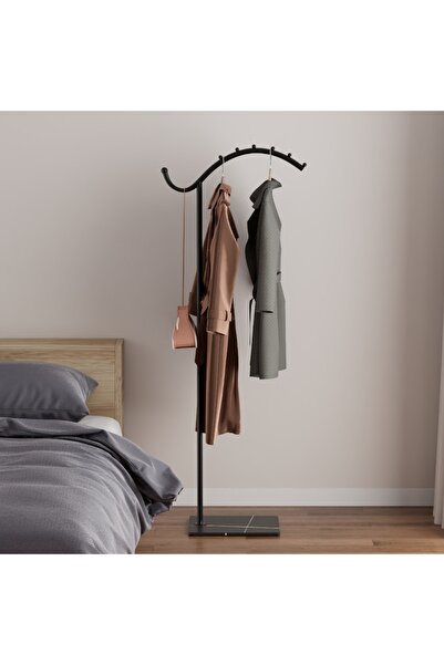 Zztcmp Blcak Curved Freestanding Coat Rack, Multi-Hook Metal Garment Rack, Mo...
