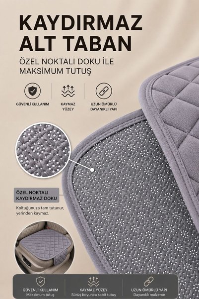 Ecarteks Anti-Sweat Car Auto Cushion Set with Soft Anti-Slip Base Pocket Inside the Vehicle Gray