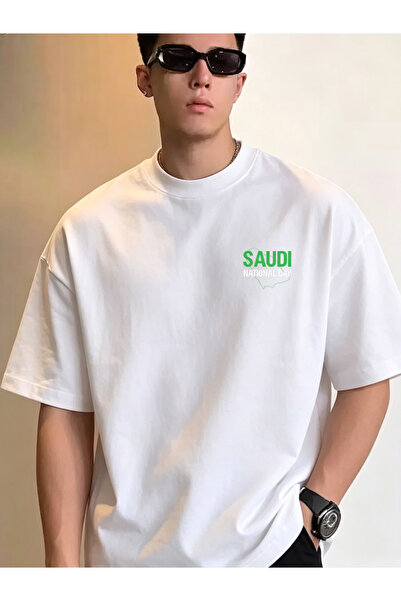 SAUDI Men and Women's 100% Cotton T-Shirt - Oversized Crew Neck Short Sleeve ...
