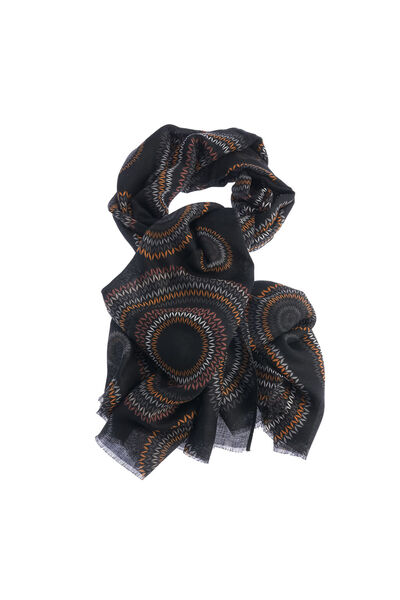 meli melo Esarfa neagra din vascoza cu model geometric