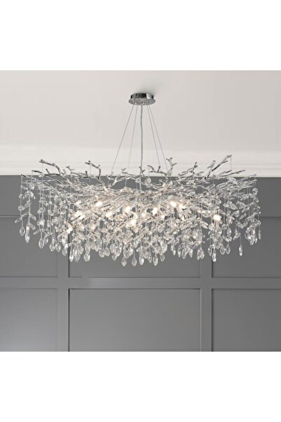 trandafi led Candelabru elegant argintiu cu 8 socluri E14, diametru de 60 cm,...