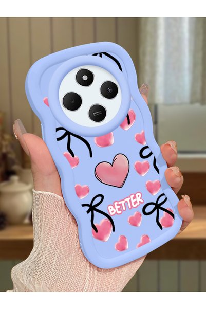 Hontinga Redmi 14C Compatible Case Camera Protector Blue Silicone Couple Phon...