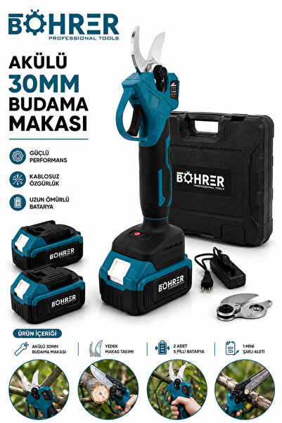 BÖHRER BA011370 AKÜLÜ DAL BUDAMA MAKASI 36V 5AH - ÇİFT KADEME ÇİFT AKÜ