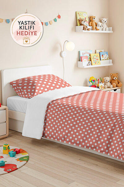 Evimde Bambaşka Polka Dot Pink Girls' Pique Set - White Bohemian Baby Room Se...