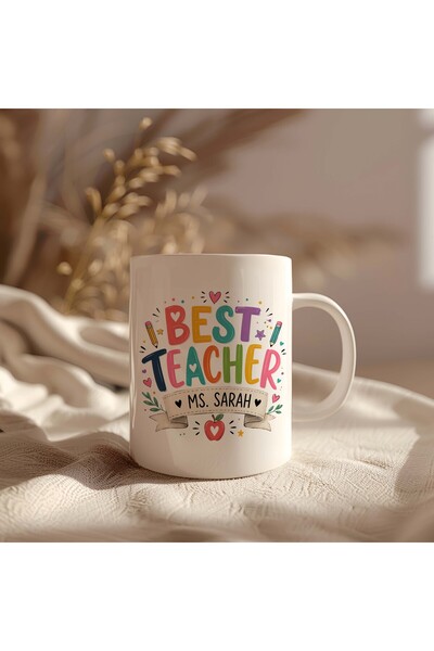 BB TRADE Best Teacher Designed White Ceramic Printed Mug 330ml