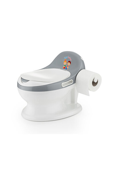 Moje Eğitici Gri Çocuk Lazımlık - Sifon Sesli Mini WC Bebek Klozeti