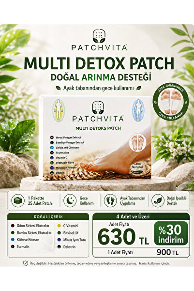 Patchvita Multi Detox Patch - Ayak Detoks Bandı Doğal Arınma Destek Transderm...