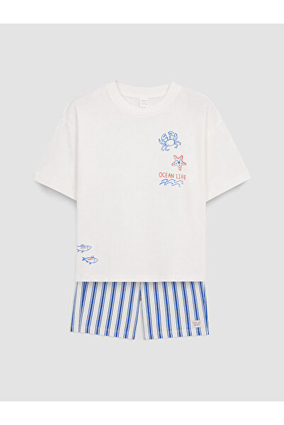 LC Waikiki Vizyon New Season Printed Boys' Shorts Set