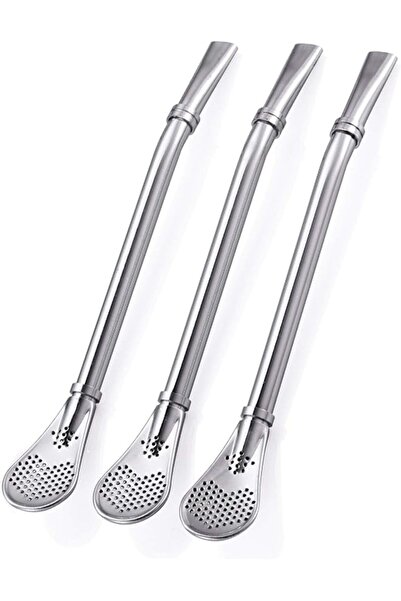 The Bros Stainless Steel 304 Drinking Spoon Straw - Silver Bombillas Yerba Mate