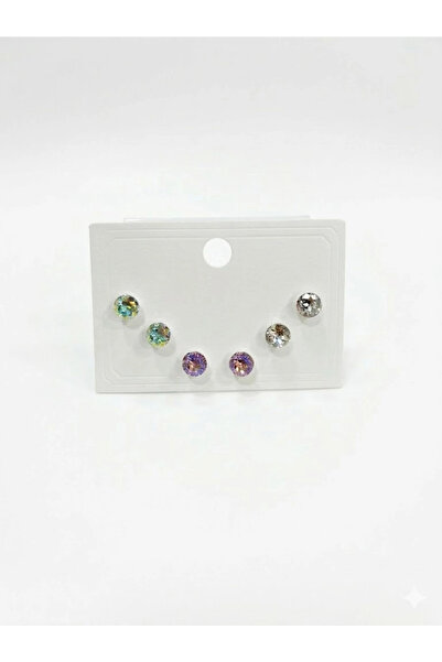 Inure Jewelry أقراط سوليتير متعددة الألوان - Kp00634