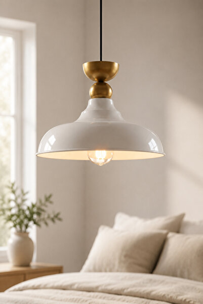 LUMINZO Rauze Bohem Metal Eskitme Aksesuar Beyaz Metal Sarkıt 35 Cm Avize Yem...