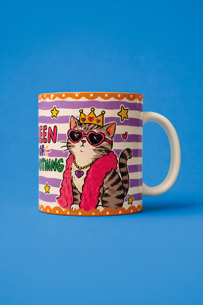 moontainills Queen of Everything Written Fun Cat Themed Fun Gift Mug