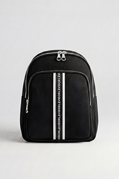 Levidor Medium Size Waterproof Woven Fabric Women's Daily Backpack Black