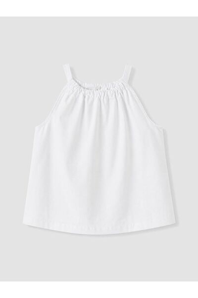 LC Waikiki LCW Kids Beyaz Yakası Büzgülü Halter Yaka Kız Çocuk Bluz