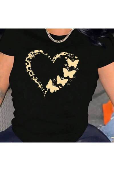 212Wear تي شيرت نسائي كاجوال بأكمام قصيرة، قطعة واحدة، 100% قطن ثقيل - ياقة د...