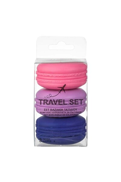 OEM Set Recipiente din Silicon in Forma de Macaron roz lila mov 20ml - 3buc, ...