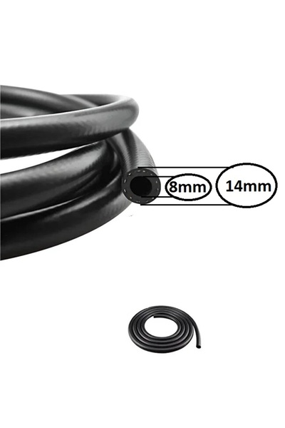 YDSilikon Kauçuk Sıcak Soğuk Kalorifer Radyatör Su Hortumu İç Çap:8mm EPDM 1mt.