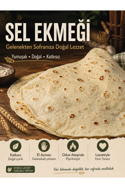 YOKMAC Sel Ekmeği Geleneksel El Açması Lavaş Yufka Ekmeği Katkısız Doğal Lezzet