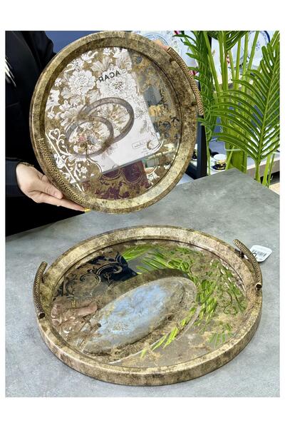 Doğudeko Adalie Round 2-Piece Polyurethane Luxury Tray