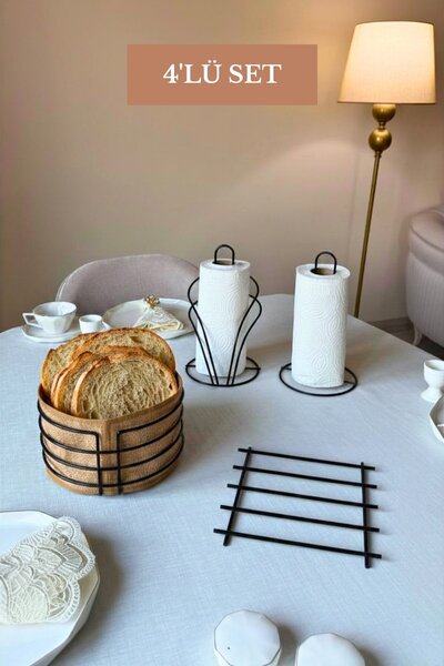 Edora Home Set of 4 Black Swan Napkin Holder Upright Paper Towel Holder Trive...