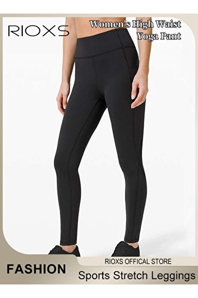 RIOXS Women's High Waist Leggings,Solid Stretch Yoga Pants,Tummy Control Fitn...