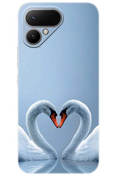 TECNO Pova Curve 2 5G (LK7k) Uyumlu Kılıf Desen Baskılı Silikon Kuğ ve Kalp S...