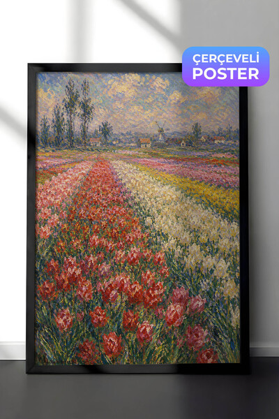 Zestia Zidna slika inspirisana Monetovim tulipanovim poljem, impresionistički...