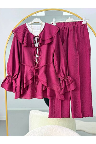 YILMAZBARMAZ Luna Ruffle Collar Pants Two-Piece Set
