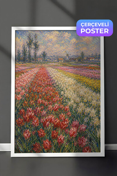 Zestia Zidna slika inspirisana Monetovim tulipanovim poljem, impresionistički...