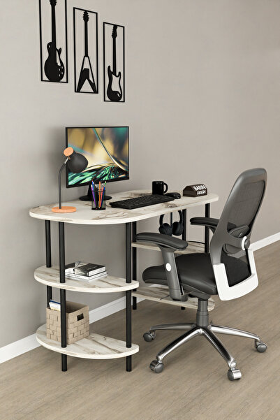 BARIN DESIGN Çok Amaçlı Çalışma Masası - Kitaplıklı Bilgisayar Masası, Ofis M...