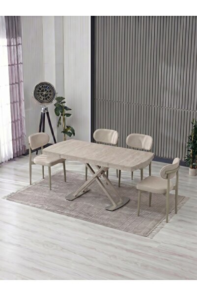 JoyMassa VENOXA 70X110 MDF MASA / 4 POLO SANDALYELİ MASA TAKIMI