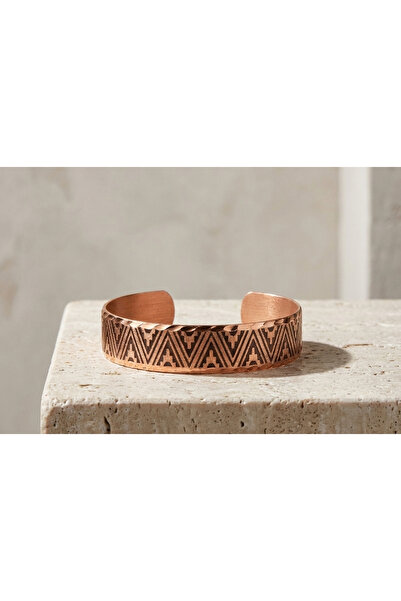 Erol Bakır Copper Triangle Geometric Pattern Adjustable Cuff Bracelet |   New...