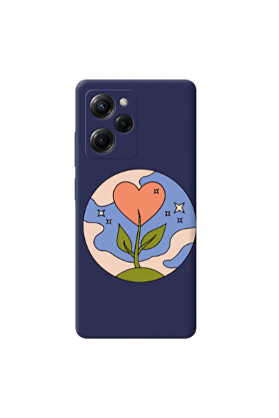 Other Xiaomi Poco X5 Pro Hearted Flower Dark blue Colored Silicone TPU Θήκη