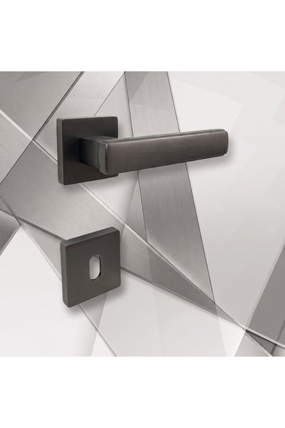 almital mobilya aksesuarları furniture accessories مقبض باب مربع الشكل من لوسو أنثراسايت، مقبض باب فاخر للغرف