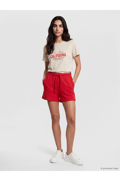 LC Waikiki Red Women's Shorts with Elastic Waistband