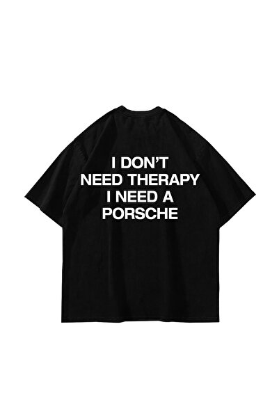 Sekizbiraltı Tricou negru supradimensionat cu imprimeu pe spate „Nu am nevoie...