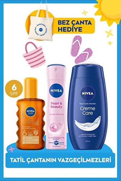 NIVEA Tatil Çantanın Vazgeçilmezleri, Bronzlaştırıcı Güneş Yağı, Sprey Deodor...