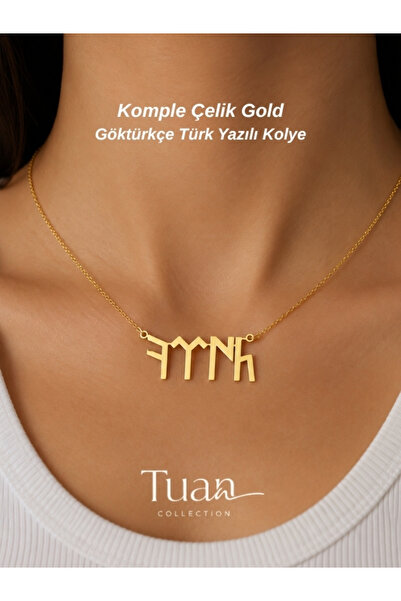Tuan Collection Complete Steel Göktürk Turkish Written Steel Necklace Turkish...