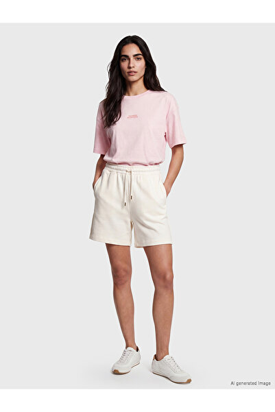 LC Waikiki Ecru Women's Shorts with Elastic Waist