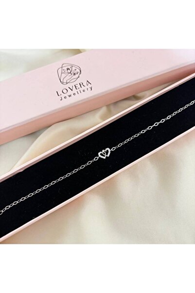 Lovera Jewellery 925 Ayar Gümüş Sertifikalı İkili Kalp Bileklik