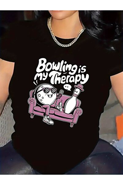 12 Teknoloji تي شيرت نسائي صيفي بأكمام قصيرة - تي شيرت بطباعة 'Bowling Is My ...