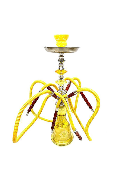 Choice1 Yellow 21inch Height Shisha Full Set Glass Base 4 Hoses Ceramic Bowl ...