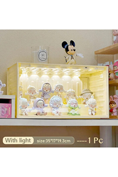 Choice light-yellow-1Pc Blind Box Storage Display Rack with Voice-activated S...