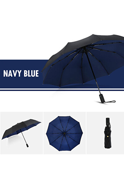choice2 Deep Blue Automatic Umbrella Long Handle Extra Large Double Three Fou...