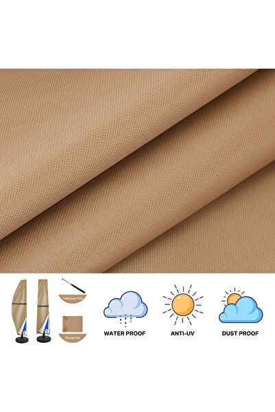 Choice17 240cm Straight Khaki Patio Umbrella Parasol Cover Waterproof Outdoor...