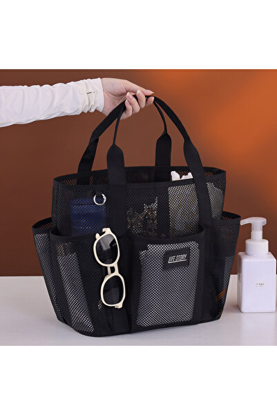 Choice 1pc black 1pc Multi functional Multi pocket Mesh Beach Bag Fitness Spo...