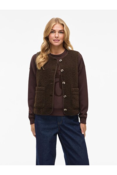VILA Vestă VIADA din fleece tip teddy