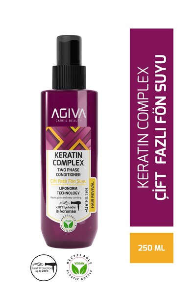 Agiva Keratin Complex Yoğun Onarıcı ve Isı Koruyucu Çift Fazlı Fön Suyu - 250...