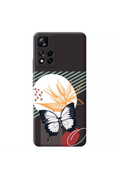 Other Xiaomi Redmi Note 11 Pro 5G Butterfly Lines Black Colored Silicone TPU ...